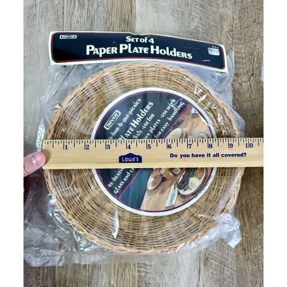 Nevco Vintage Set Of 8 Wicker Paper Plate Holders Parties Cookouts Camping NEW - Picture 3 of 4